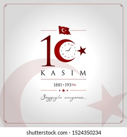10 kasim vector illustration. (10 November, Mustafa Kemal Ataturk Death Day anniversary.)