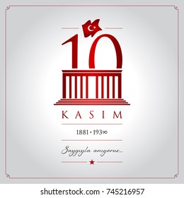 10 kasim vector illustration. (10 November, Mustafa Kemal Ataturk Death Day anniversary.)