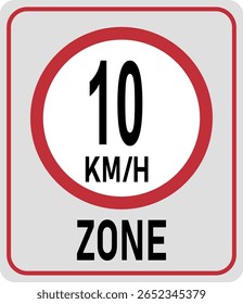 10 km h speed limit zone. Vector illustration