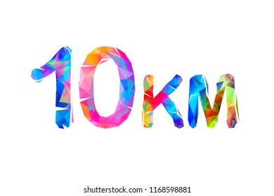 10 km. Medium running distance. Sign of triangle letters and digits