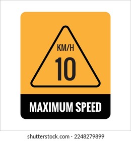 10 kmh Symbol für die Geschwindigkeitsbegrenzung in isolierter Straße auf weißem Hintergrund, Vektorgrafik.