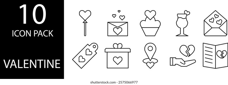 10 line icons depicting my heart is always on your side.