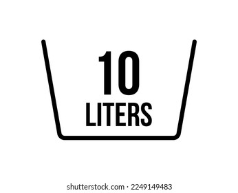 10 liters icon. Liquid measure vector in liters isolated on white background