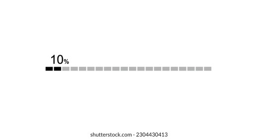 10% Loading bar progress icons, 10% load sign vector illustration. System software update and upgrade concept.