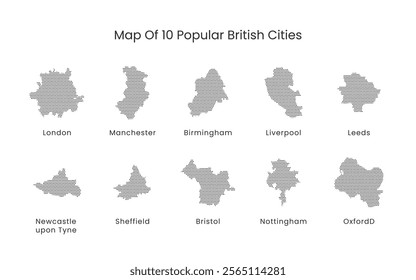 10 map of british popular city vector