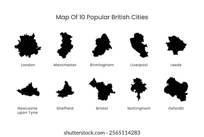 10 map of british popular city vector