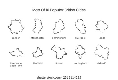 10 map of british popular city vector