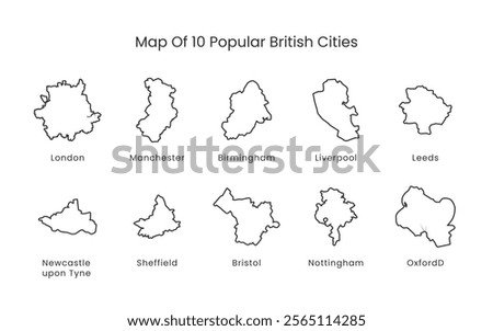10 map of british popular city vector