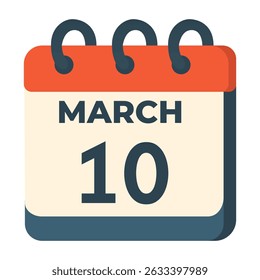 Vector del calendario del 10 de marzo sobre fondo blanco
Calendario de Vector con fecha