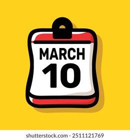 10 março calendário cor ícone página ano conceito. data número texto design.