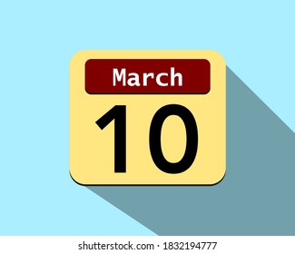 10 March - Vector art of an icon of a calendar