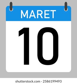 10 maret calender icon text page monthly web design.
