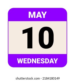 10 May, Wednesday. Date template. Useful design for calendar or event promotion. Vector illustration EPS 10 File.