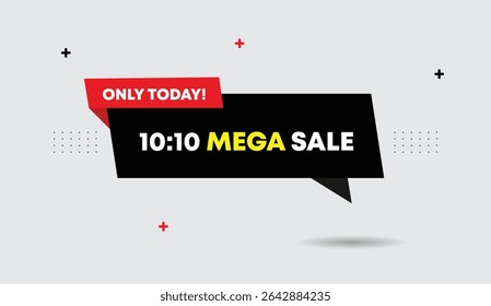 10 to 10 mega sale editable vector art illustration design featuring dynamic black red shapes on white light gray background perfect for promotional materials branding and eye-catching marketing visua