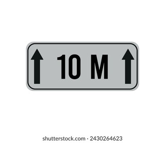 10 meters distance. Vector sign with distance in meters. Footage numeral isolated on white background