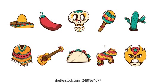 10 Mexico Illustration Set Collection