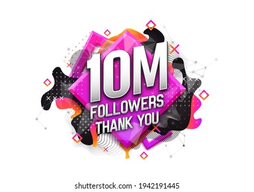 10 million followers. Poster for social network and followers. Vector template for your design.