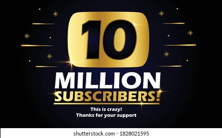 10 million followers vector post 10m celebration. Ten million subscribers followers thank you congratulation.