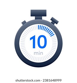 10 min timer and Stopwatch icons. Countdown symbol. Kitchen timer icon. Vector illustration