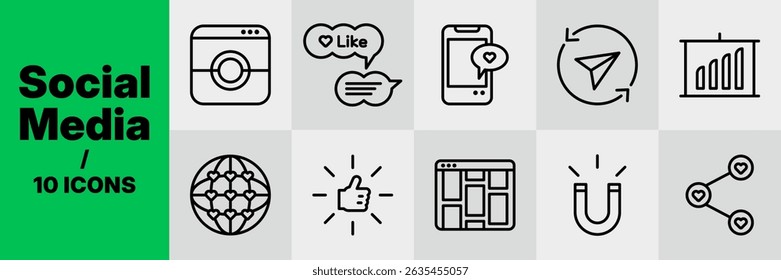 10 minimal line icons for digital marketing and content creation