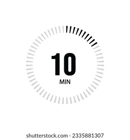 10 Minute timer clock. 10 min stopwatch icon countdown time digital stop chronometer.