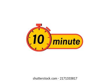 10 minute timers Clocks, Timer 10 min icon, countdown icon. Time measure. Chronometer icon isolated on white background