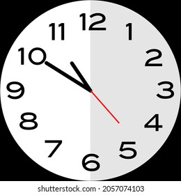 10 minutes to 11 o'clock or Ten minutes to eleven o o'clock analog clock. Icon design use illustration flat design