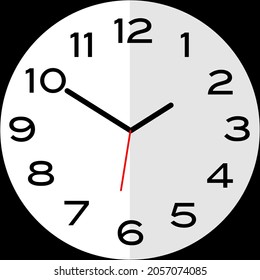 10 minutes to 2 o'clock or Ten minutes to two o'clock analog clock. Icon design use illustration flat design