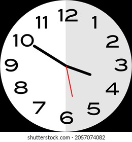 10 minutes to 4 o'clock or Ten minutes to four o o'clock analog clock. Icon design use illustration flat design