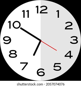 10 minutes to 7 o'clock or Ten minutes to seven o o'clock analog clock. Icon design use illustration flat design