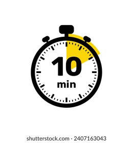 10 Minutes Analog Clock Icon white background design.