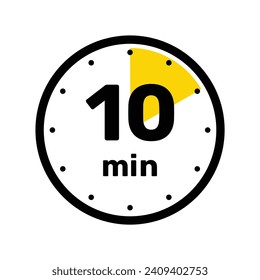 10 Minutes Analog Clock Icon white background design.