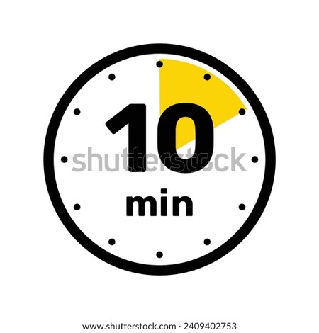 10 Minutes Analog Clock Icon white background design.
