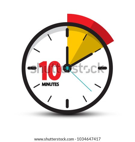 10 Minutes Clock Face. Vector Ten Minute Icon.