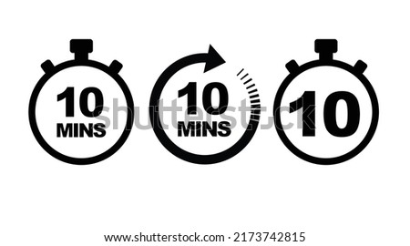 10 minutes Icon set. Vector isolated editable set of illustrations