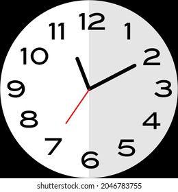 10 minutes past 11 o'clock or Ten minutes past eleven o'clock analog clock. Icon design use illustration flat design