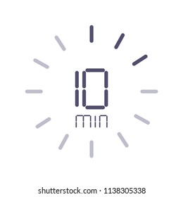 The 10 minutes, stopwatch vector icon, digital timer. clock and watch, timer, countdown symbol.