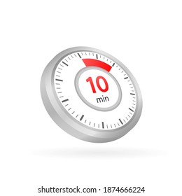 The 10 minutes, stopwatch vector icon. Stopwatch icon in flat style on a white background. Vector stock illustration.