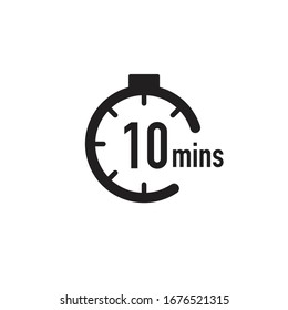 10 minutes timer, stopwatch or countdown icon. Time measure. Chronometr icon. Stock Vector illustration isolated on white background.