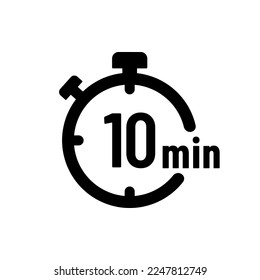 10 Minuten Timer oder 10 Minuten stoppen Uhr Symbol Vektorgrafik auf weißem Hintergrund. 10 Minuten Zeitgeber, Stoppuhr oder Countdown-Symbol. Zeitmessung. Chronometer Symbol. Bester 10-minütiger Icon-Vektorgrafik.