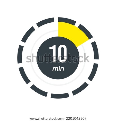 10 minutes timer. Stopwatch symbol in flat style. Vector illustration