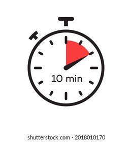 10 minutes timer symbol color style isolated on white background. Clock, stopwatch, cooking time label. Vector 10 eps