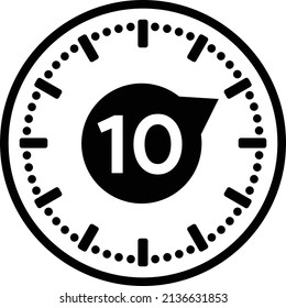 Relojes de temporizador de 10 minutos, icono de temporizador de 10 minutos, icono de cuenta regresiva. Medida del tiempo.