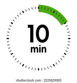 10 minutos, concepto de tiempo, temporizador, ilustración de reloj,vector.