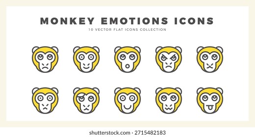 10 Monkey Emoticon Two Color Icon Pack. Vektorgrafik.