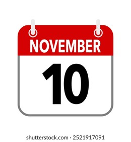 10. November, Kalenderdatumssymbol auf weißem Hintergrund.