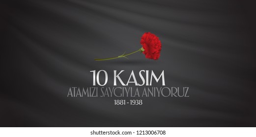 10 November, Mustafa Kemal Ataturk Death Day anniversary. Memorial day of Ataturk. Billboard Design. (TR: 10 Kasim, Atamizi Saygiyla Aniyoruz.)