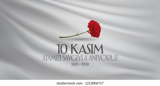 10 November, Mustafa Kemal Ataturk Death Day anniversary. Memorial day of Ataturk. Billboard Design. (TR: 10 Kasim, Atamizi Saygiyla Aniyoruz.)