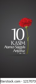 10 November, Mustafa Kemal Ataturk Death Day anniversary. Social Media Story and Flag, Flama, Roll-up Design. (TR: 10 Kasim, Atamizi Saygiyla Aniyoruz. Sosyal Medya Hikaye ve Flama Tasarimi)
