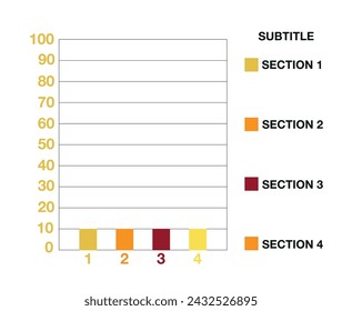 10 number bars chart. Graphic design four bars with section and legend. Vector for finance and statistics